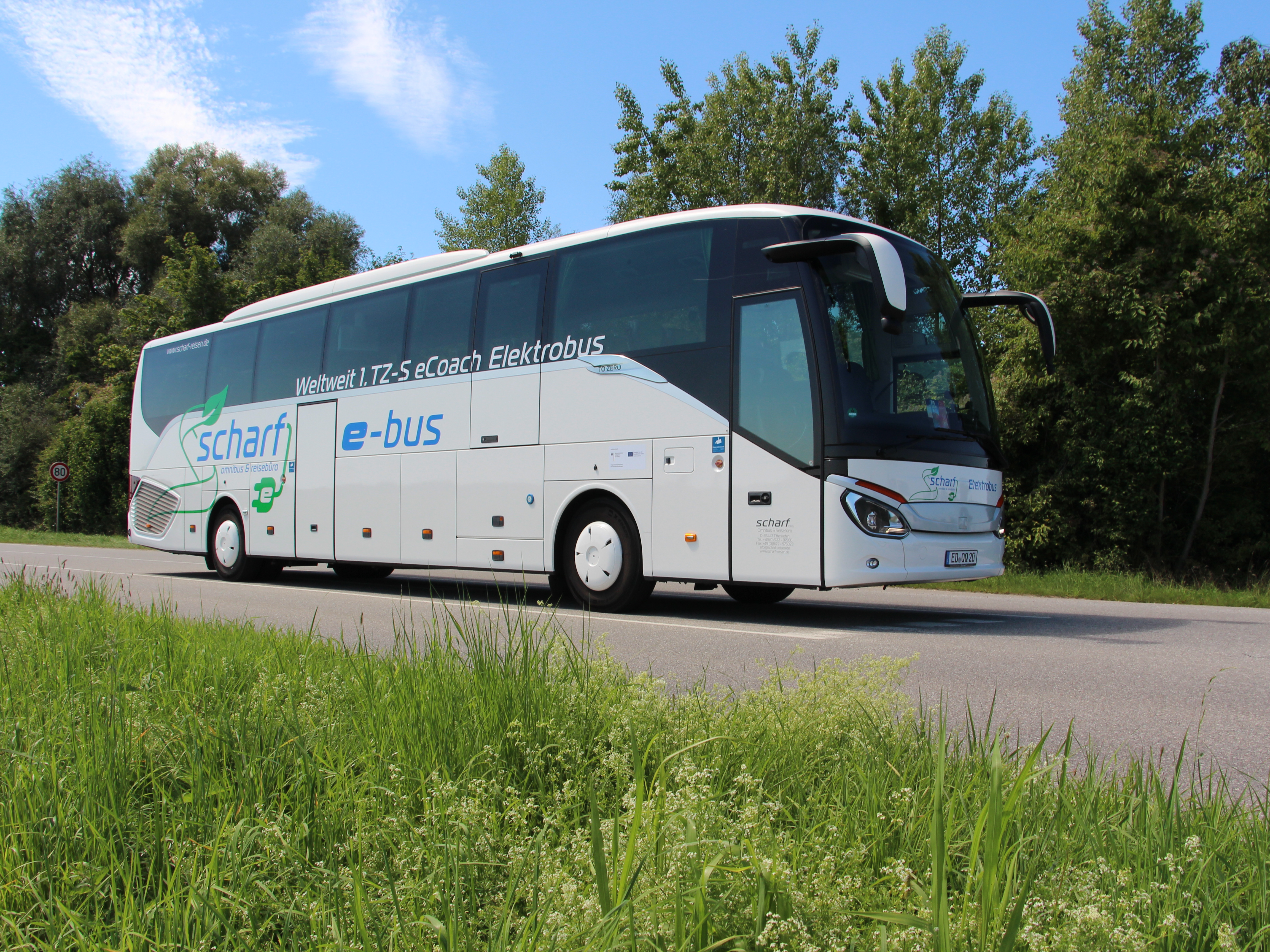 The TZ-S eCoach electric bus is part of the fleet of long-established Erding bus company Scharf OHG