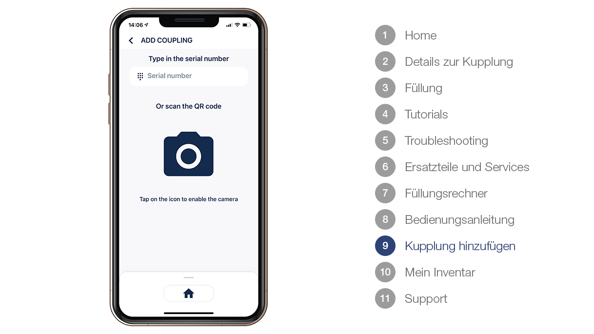 Wird eine neue Kupplung installiert? Einfach scannen und hinzufügen.