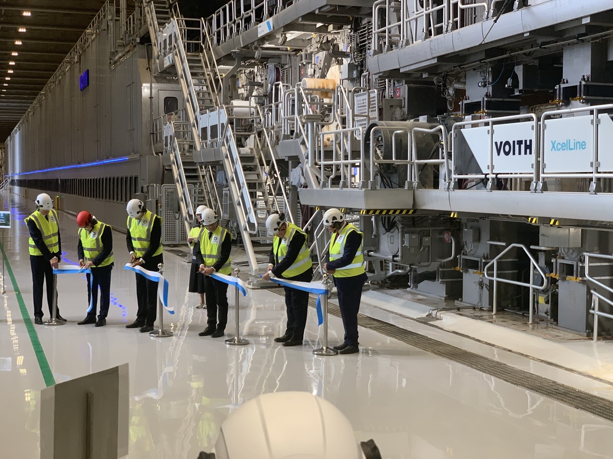 Die offizielle Einweihungsfeier von der PM 6 in Stora Ensos Werk in Oulu