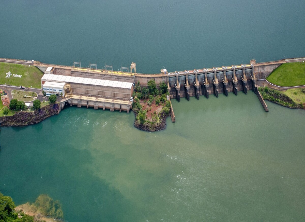 Aerial view of Porto Colombia located on the Grande River Aerial view of Porto Colombia located on the Grande River