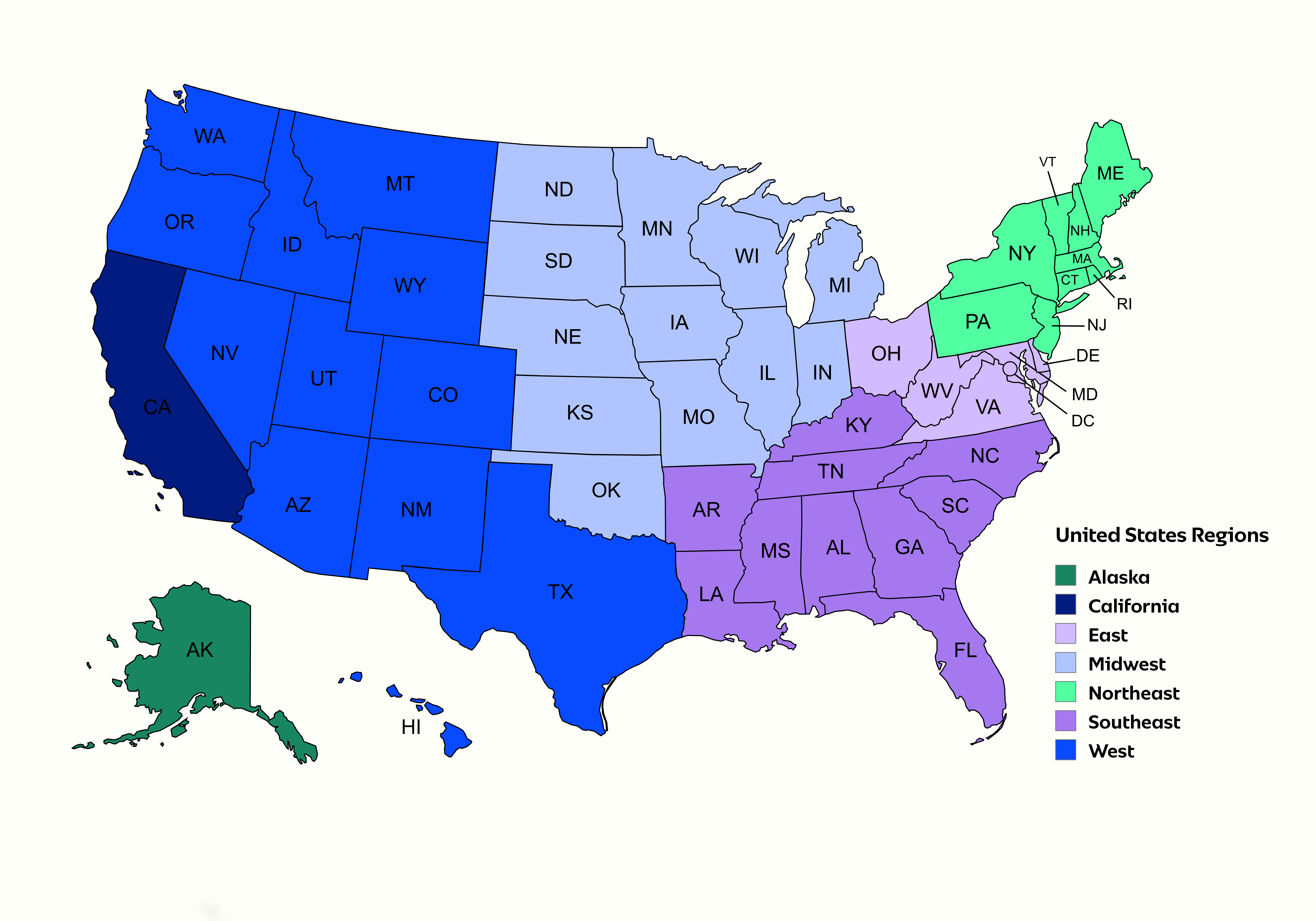 US Regional Service Contact Map