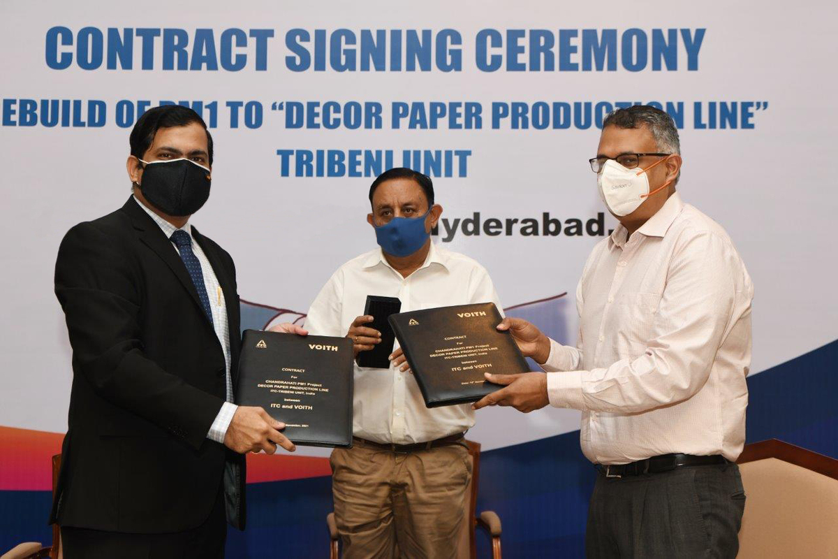 ITC and Voith Paper contract signing ceremony for new décor paper machine Chandrahati PM1 in West Bengal, India. ITC and Voith Paper contract signing ceremony for new décor paper machine Chandrahati PM1 in West Bengal, India.