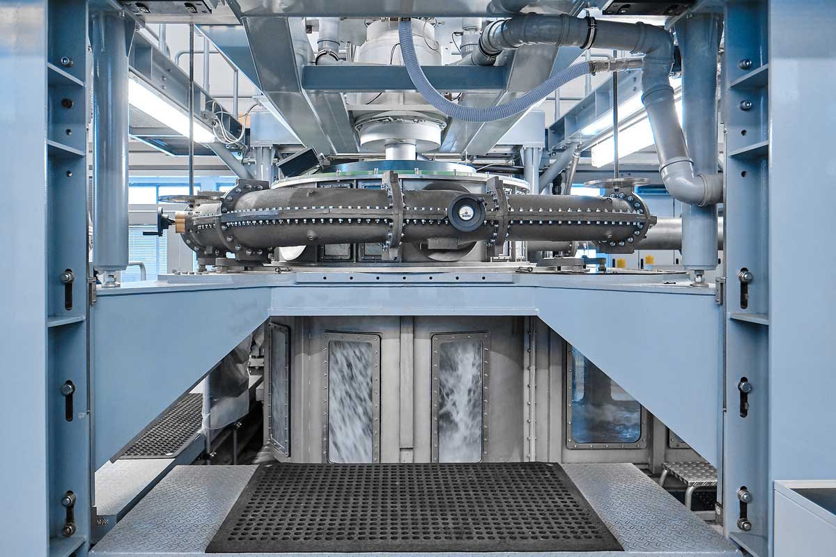 Model acceptance tests of the Pelton turbine, which will supply electricity for the 16.7-Hz-grid of the Swiss Federal Railways and operation of its trains. Model acceptance tests of the Pelton turbine, which will supply electricity for the 16.7-Hz-grid of the Swiss Federal Railways and operation of its trains.