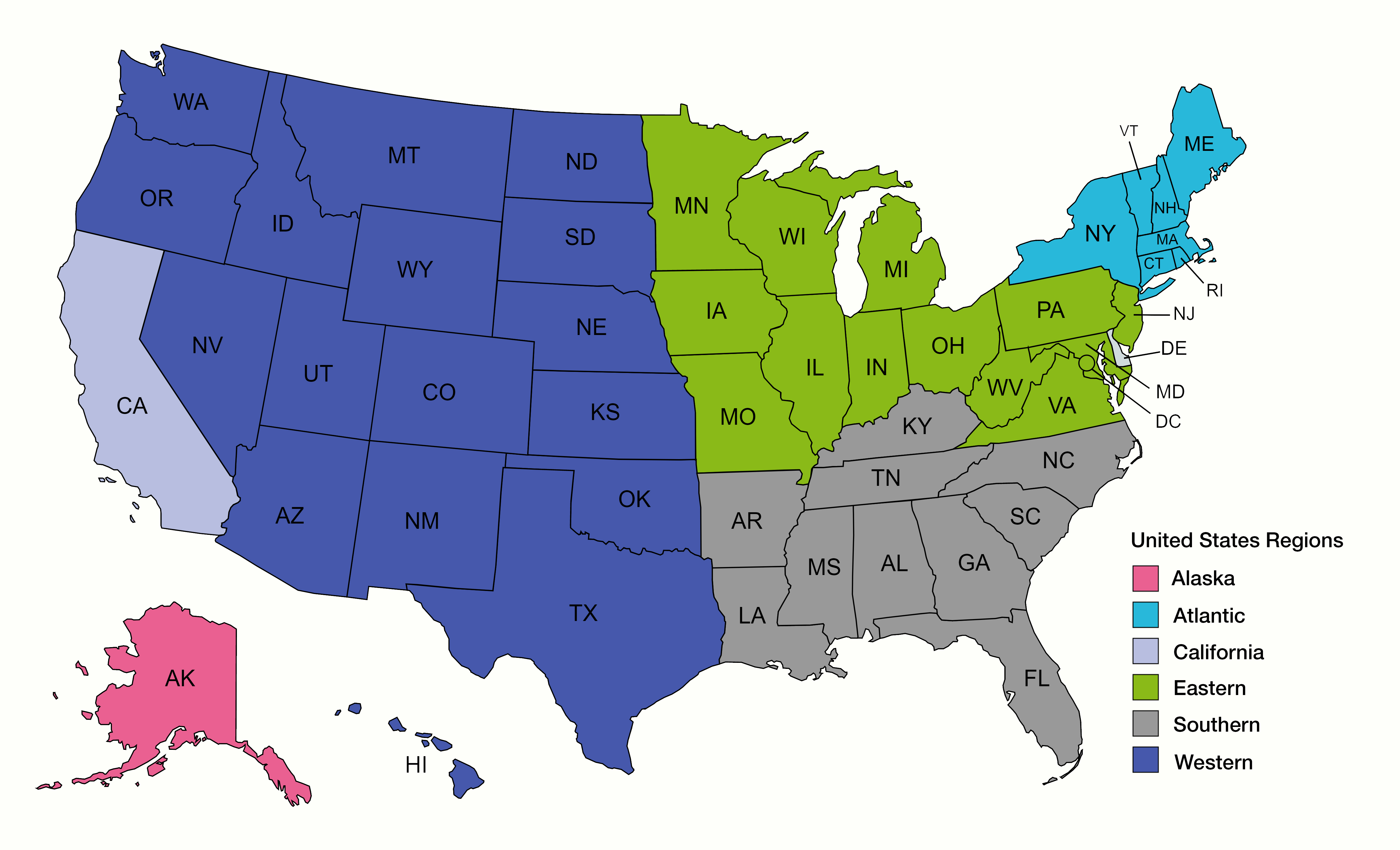 US Regional Service Contact Map