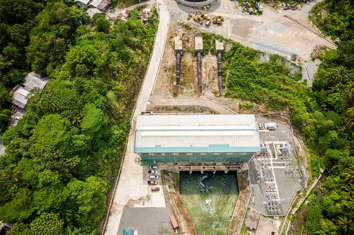 Lake Mainit hydropower plant from above.