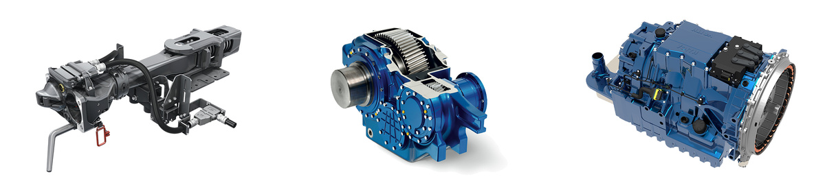 CargoFlex: Digital automatic coupler (left), MultiMode: Modular gear unit (center), DIWA NXT: Automatic transmission for buses (right) CargoFlex: Digital automatic coupler (left), MultiMode: Modular gear unit (center), DIWA NXT: Automatic transmission for buses (right)